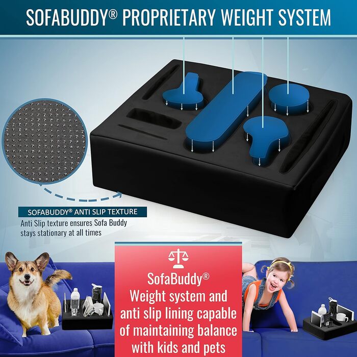 Sofa-Buddy Practical Couch Cup Holder, Sofa Coaster, Sofa Cup Holder. The perfect couch accessory (Square-bigdaddy-leather-black)