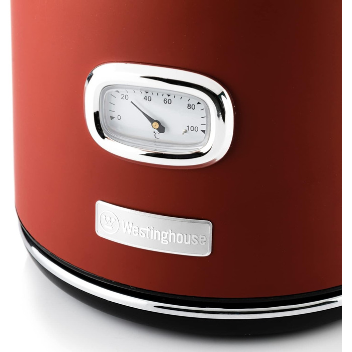 Електрочайник Westinghouse Retro з регулюванням температури, індикатором рівня води та фільтром від накипу, 1.7 л (червоний)