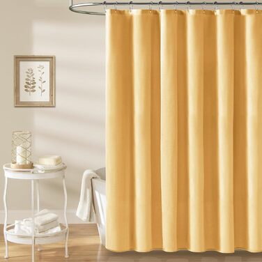 Шторка для душу BTTN, тканинна, 180x200 см, льонова текстура, антигрибкова, миється, з 12 гачками, сучасний дизайн, водовідштовхувальна, з обтяжувачем, для ванни, кремового кольору