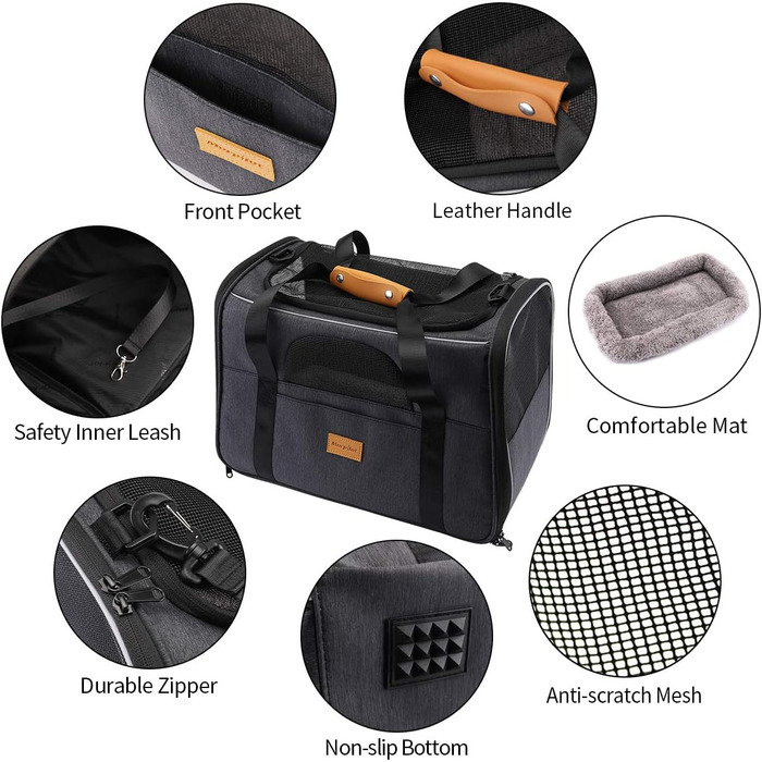 Трансформер для кота Morpilot: переноска для тварин, схвалена авіакомпаніями, сіра, M