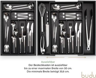 Органайзер для кухонних ящиків з бамбука, 47 см - Чорний - Система зберігання для кухні