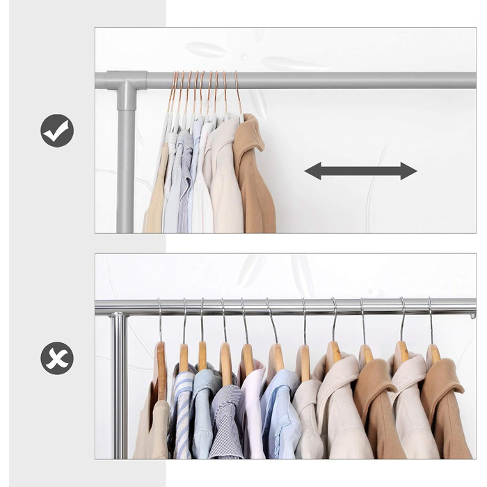 Плечики SONGMICS для одягу, 20 шт., для сорочок, жакети, костюмів, 41.5 см, обертовий гачок, білий, рожеве золото