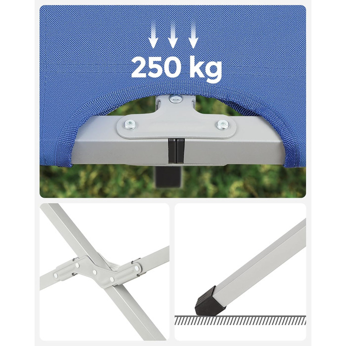 Кемпінгове ліжко SONGMICS, TÜV Rheinland, 260 кг, 210x72x45 см, блакитне