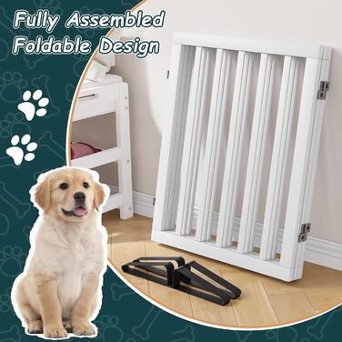 Бамбукове перегородка для собак Semiocthome: 3 секції, 140 см, для дому, з металевими стійками, 61 см висота, складана, білий колір