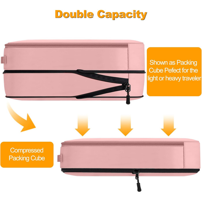 Органайзери для валізи: набір 8 шт. (рожевий, білий) - Packing Cubes для подорожей, косметичка