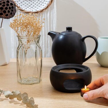 Teapot with infuser, ceramic - 1.2 l - Ceramic teapot, black (anthracite) - Tea Pot - Teapot Ceramic - Teakettle - Tea accessories - Tea maker for loose leaf tea (with spoon)
