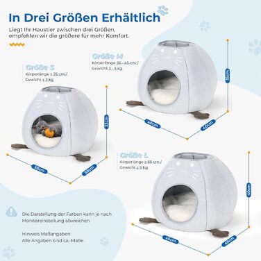 Кішка Будиночок-Печеричка для котів, сірий, 40x40x35 см, з м'якою подушкою Sherpa, M