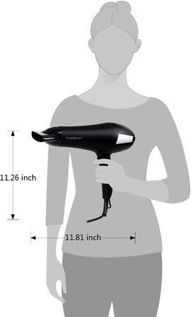 Фен Aigostar Monique 2400W з іонізацією, професійний, чорний, з насадкою-дифузором та аксесуарами