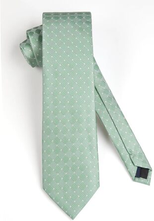 HISDERN Комплект краватки, нагрудного хустинки та краваткової затискача для чоловіків на весілля (салатовий)