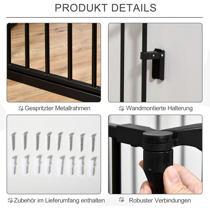 PawHut вольєр для цуценят 2-в-1, розкладний, 300x74.5 см, метал, чорний