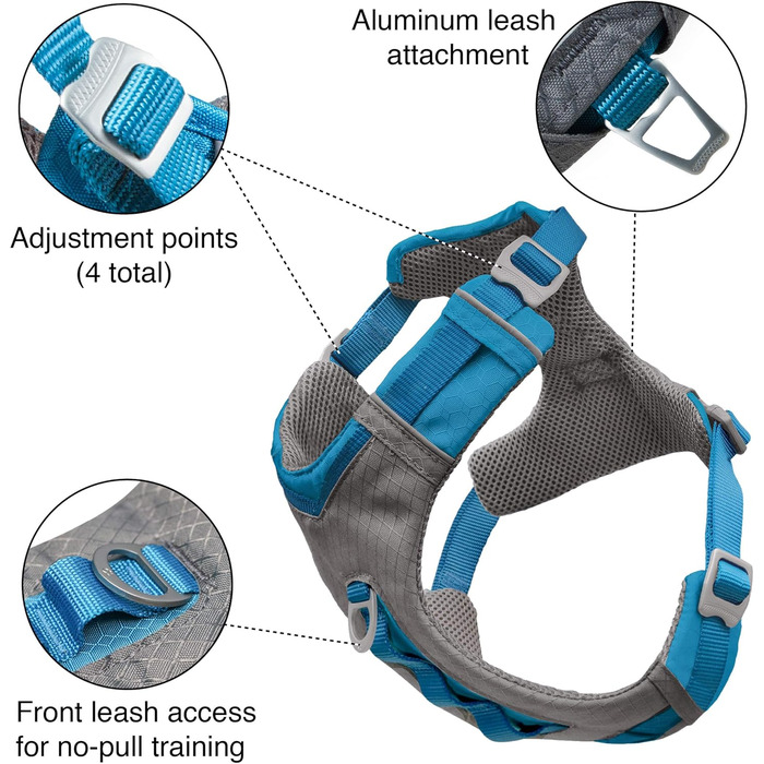 Шлейка для собак Kurgo Journey Air, для прогулянок та бігу, з ручкою, світловідбиваюча, м'яка, без фіксатора спереду (Оранжева, Коралова, Розмір Small)