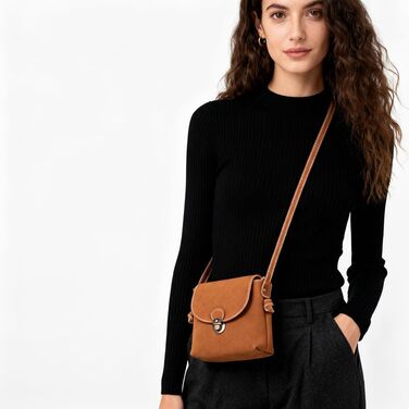 Маленька сумка через плече жіноча з замком, екошкіра, коричнева кросбоді для дівчат, сумка для телефону