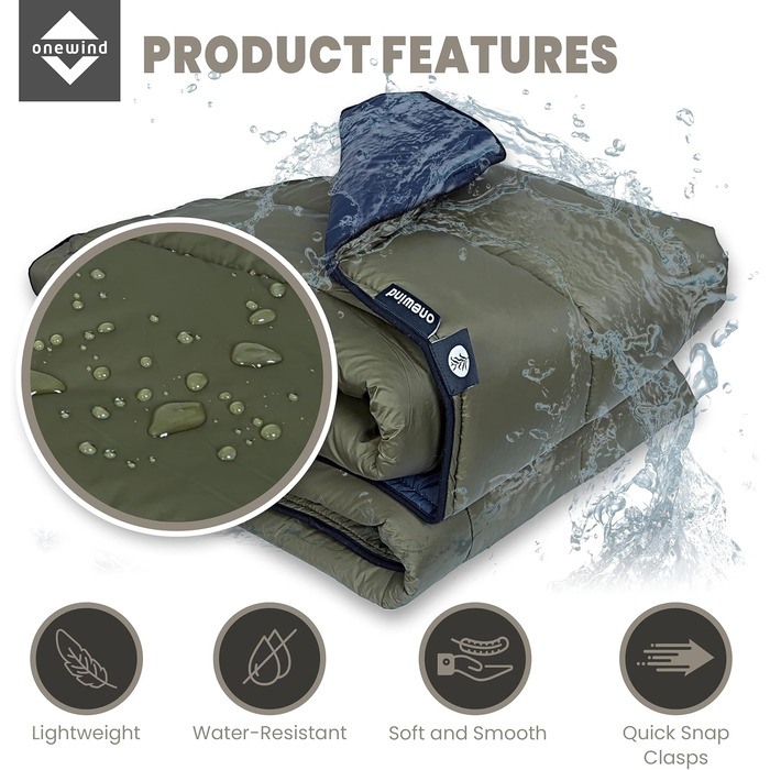 Onewind Underquilt Hammock, Full Length Underquilt with Insulation for Hammock Camping, 4 Seasons, Hiking, Backpacking, and Travel. Lightweight and Portable (Od Green Combo, -12°C to 0°C, 210cm*130cm)