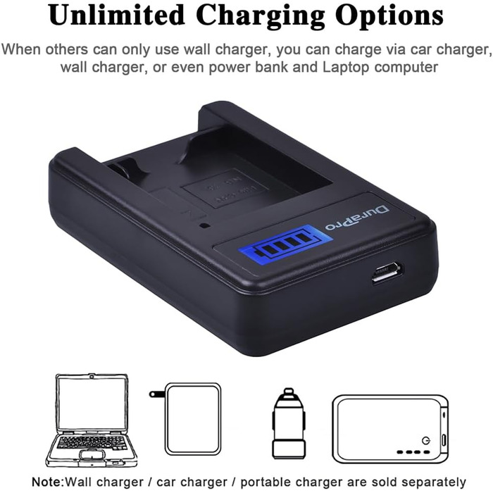 Два акумулятори DuraPro NB-11L + LCD-USB-зарядний пристрій для Canon PowerShot та ELPH/IXUS