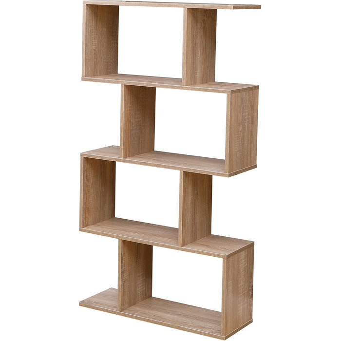 Etnicart Bookshelf, Oak Finish, Office, Modern, Double-Sided, 70x23.5x127.5cm Self-Supporting, Cube Design, Suitable for Entrance, Living Room, Children's Room, Wood Bookshelf, Office Shelf, DVD Cabinet