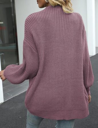 Жіночий в'язаний кардиган оверсайз з відкритим передом, теплий, великий в'язаний, рожевий (S)