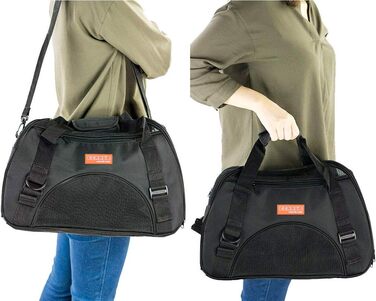 Трансформер для тварин у подорожі: переноска для котів, собак, кроликів, хом'яків. Підходить для авіаперельотів, м'яка, з плечовим ременем (Чорний, M - 47x27x28 см, до 5 кг) L 44 x 30 x 20 см Чорний