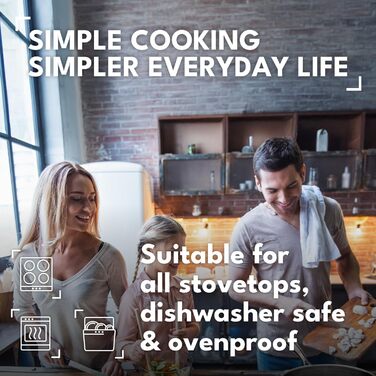 Сковорода Onyx Cookware 20 см з антипригарним покриттям | Для всіх типів плит, включаючи індукційні | Стійка до подряпин, без PFAS | Нержавіюча сталь/алюміній (3 шари) | Можна використовувати в духовці до 260°C