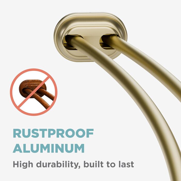 Двопрогінна натяжна штанга для душу Zenna Home, без свердління, 127-183 см, золота, нержавіюча сталь