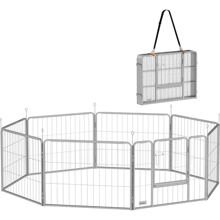 Вольєр для собак PawHut - вольєр-загон для цуценят, 8 панелей, 80x60 см, срібний