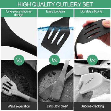 Набір кухонних аксесуарів Maxentico (18 шт.): лопатки, ложки, інструменти для приготування їжі. Силіконовий кухонний інвентар.