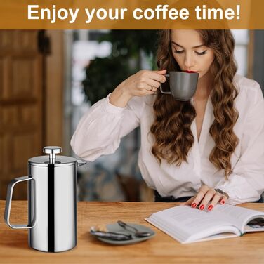 Френч-прес HOTUT 350 мл з нержавіючої сталі, термокава, для дому, подорожей, кемпінгу