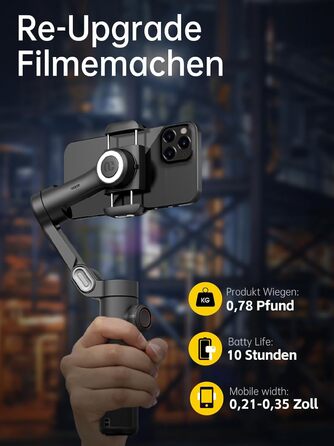 Стабілізатор для смартфона AOCHUAN 3-осьовий, складний, з фокусним колесом, для iPhone та Android, Smart XE