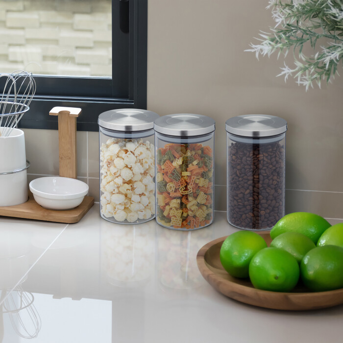 Relaxdays Storage Jars, Set of 3, each 800 ml