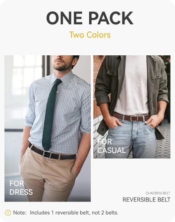 Чоловічий шкіряний ремінь CHAOREN, реверсивний (коричневий/чорний), 32 мм, для костюма та офіційного стилю