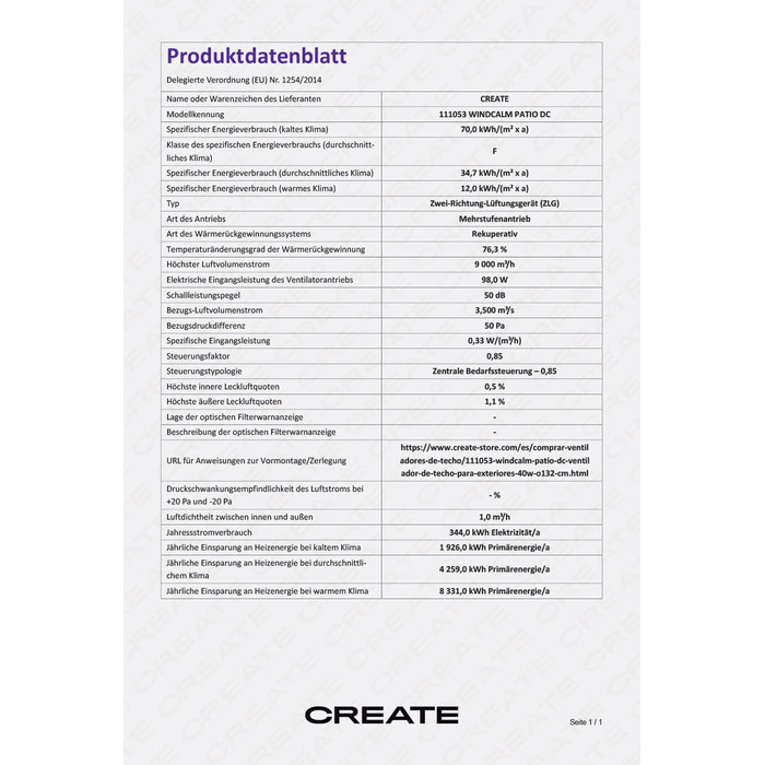Вентилятор стельовий WINDCALM ABS чорний з пультом, 40W, Ø132cm, DC-двигун, таймер, літньо-зимовий режим, без освітлення