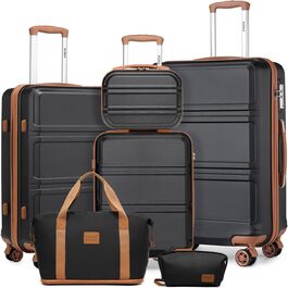 Набір валіз KONO 4 в 1: велика валіза, ручна поклажа 55 см, beauty case та сумка для косметики (кремовий білий)