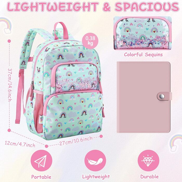 Дитячий рюкзак RAVUO для дівчаток та хлопчиків, шкільний рюкзак з нагрудним ременем, рюкзак для дітей 3-8 років, рюкзак у вигляді єдинорога/динозавра, 1 клас, кольоровий