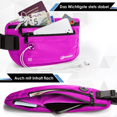 Чоловіча та жіноча бананка - плоска бананка для телефону до 7 дюймів - поясна сумка для спорту, подорожей та бігу (Рожева)