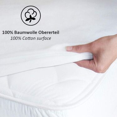 Alreya Waterproof Mattress Protector Breathable Cover with All-Round Cover 90 cm x 200 cm (2-Pack) Mattress Topper without Crinkling, Cotton Mattress Protector