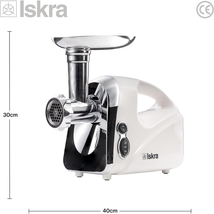 Електричний Fleischwolf Iskra 1200W: м'ясорубка, фляндр, соковичавник 4-в-1 з нержавіючої сталі