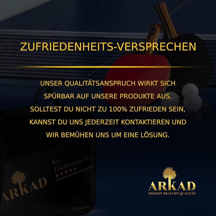 ARKAD Premium Table Tennis Set - Complete Table Tennis Racket Set with High-Quality Balls & Case - 2 Racket Performance Set