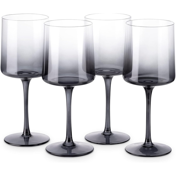Navaris Gray-Tinted Wine Glasses, Set of 4 - Colored Stemware - Stylish Designer Glassware for Serving Wine, Cocktails, and Desserts
