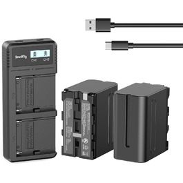 Запасні акумулятори SMALLRIG 7800mAh (2 шт.) для Sony NP-F970 та швидкий зарядний пристрій USB Dual Charger для NP-F970, NP-F960, NP-F950, NP-F930, NP-F550, NP-F570, NP-F750, відеокамери