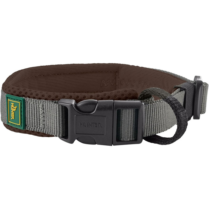 Нашийник для собак HUNTER Halsband Maldon, коричневий, дихаюча сітка, міцний нейлон, безшумний, гіпоалергенний, з полегшенням натягу, інтегрована адресна бирка, легкий, розмір S