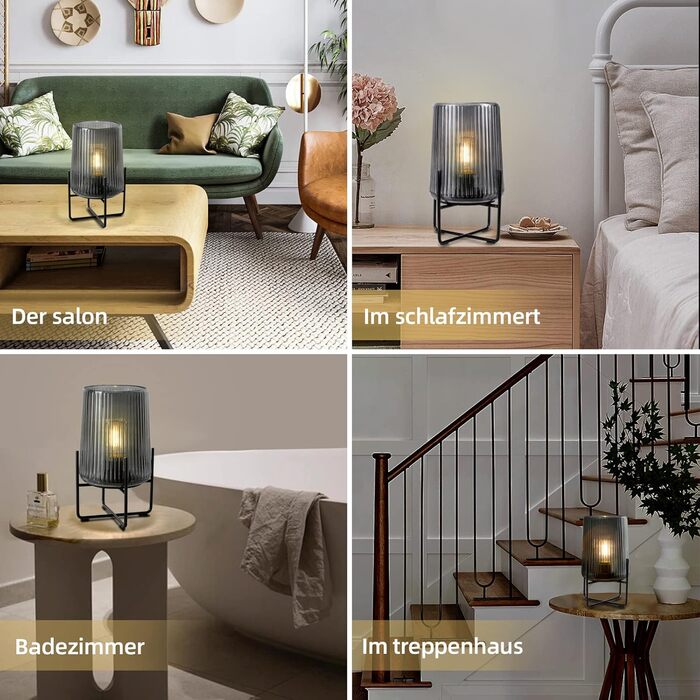 Бездротова настільна лампа з таймером, вінтажний дизайн, акумуляторна LED лампа для дому та вулиці, сірий колір, розмір L