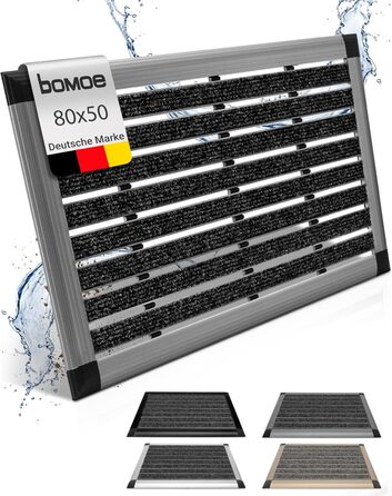 Aluminum Outdoor Doormat - 50x80cm Non-Slip Shoe Mat - Blue-Gray Metallic - Rust-Proof