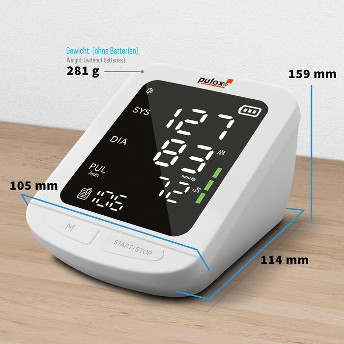 Pulox BP-100 Тонометр на плече з 2 манжетами - автоматичний вимірювач артеріального тиску з пам'яттю для 199 показників