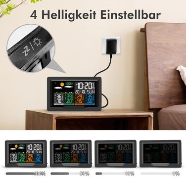 Jelly Weather Station Radio with 3 Outdoor Sensors, Color Display, Radio Weather Stations Indoor Thermometer Hygrometer Outdoor Thermometer Station, Radio Weather Station with Weather Forecast, Temperature, Humidity