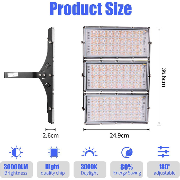LED Floodlights 300W 30000LM Spotlight, 3000K Warm White Floodlight - IP65 Waterproof Floodlight Outdoor Wall Lights for Garden, Terraces, Garage, Sports Field, Factory, Workshop (10 Pack, 300W Warm White)