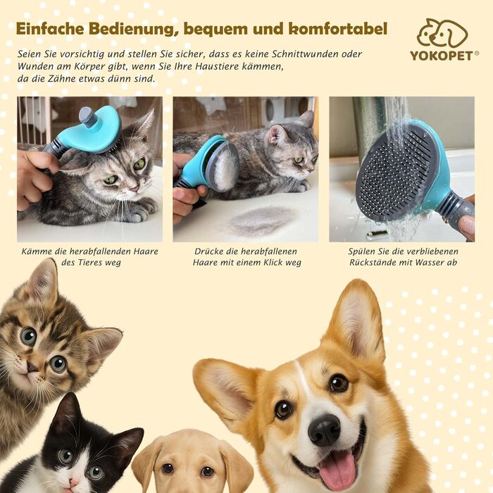 Щітка для собак та котів, видалення підшерстка, для довгої та короткої шерсті, зелена/блакитна