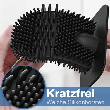 Набір для чищення унітазу FUNPALA з нержавіючої сталі та силікону, 2 насадки, тримач, сріблястий