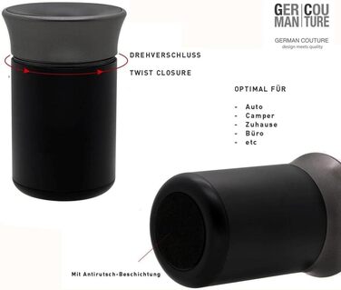 GC German Couture Stickbecher Auto-Aschenbecher compatible with IQOS ILUMA PRIME TEREA Sticks & Heets Sticks + Glo Hyper Pro Air neo Sticks Accessories & for PLOOM, black/grey