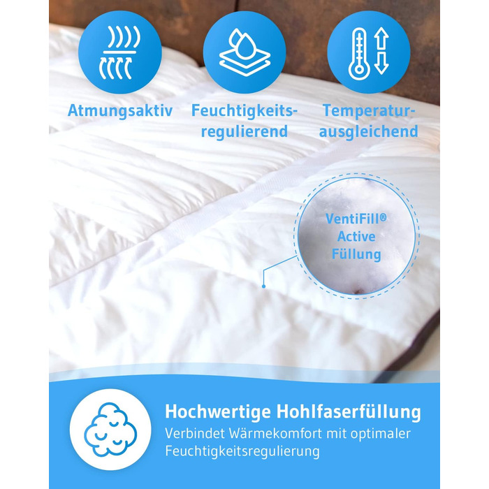 135x200 cm Duvet Cover, All-Season Duvet with OptiSleep® Technology, Fluffy Quilted Duvet AERO ActiveClima, Cozy Winter Duvet / Summer Duvet with Ventilation & Climate Zones, Ideal Hygiene for Allergy Sufferers 135 x 200 cm