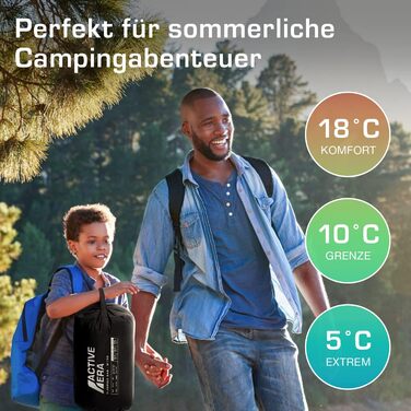 Сплячий мішок Active Era Mumienschlafsack – зимовий та літній, водонепроникний, захист від вітру, ультралегкий, температурний режим -10°C до 10°C, компактний, для кемпінгу, чорний