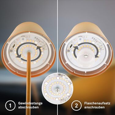 LED настільна лампа BRILONER бездротова з сенсором, диммуванням, регулюванням висоти, для дому та кемпінгу, 36x10,5 см, тепле світло (RGB, тепле біле світло, насадка для пляшок, золотий)